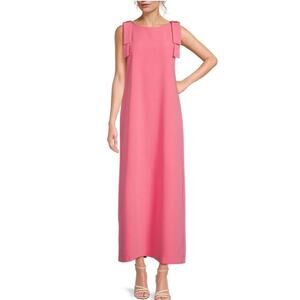 Abbey Glass Michelle Boat Neck Sleeveless Bow Shoulder Pink Shift Dress Size S